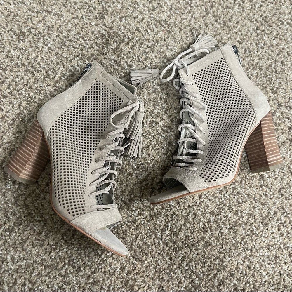 Mark Fisher Genuine Suede Lace Up Healed Booties